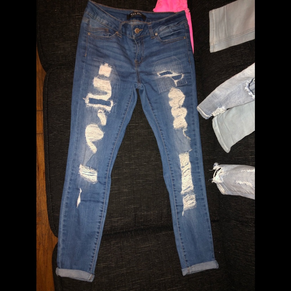 Blue ripped jeans